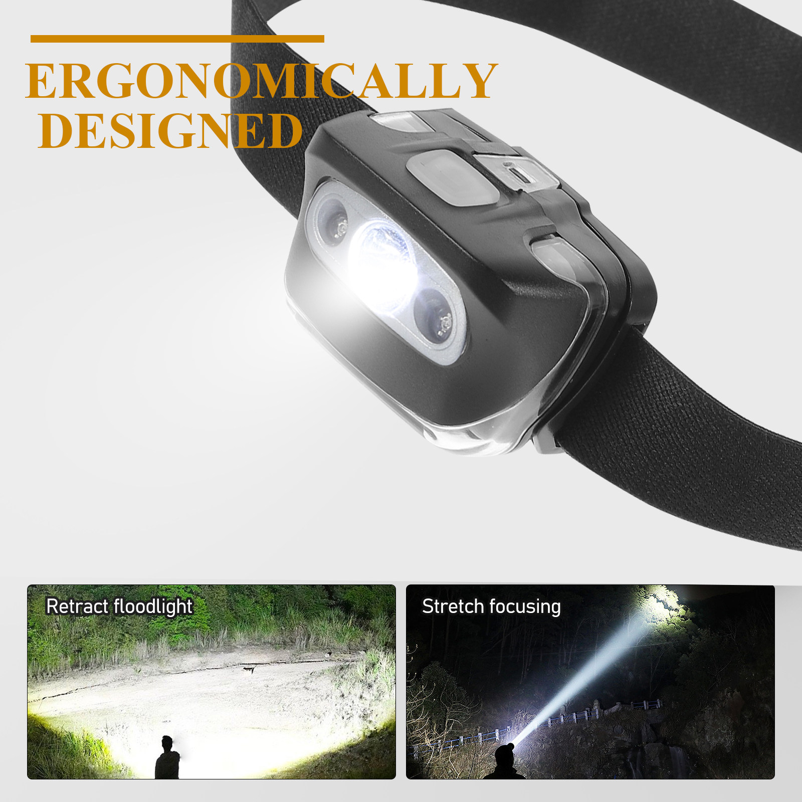 Outdoor Adventure Walks - Lampe frontale LED à 7 modes,
