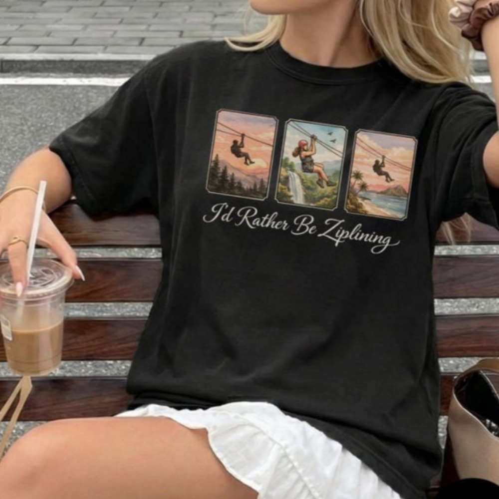 T-shirt « I'd Rather Be Ziplin - Outdoor Adventure Ziplines & Waterfall avis et prix